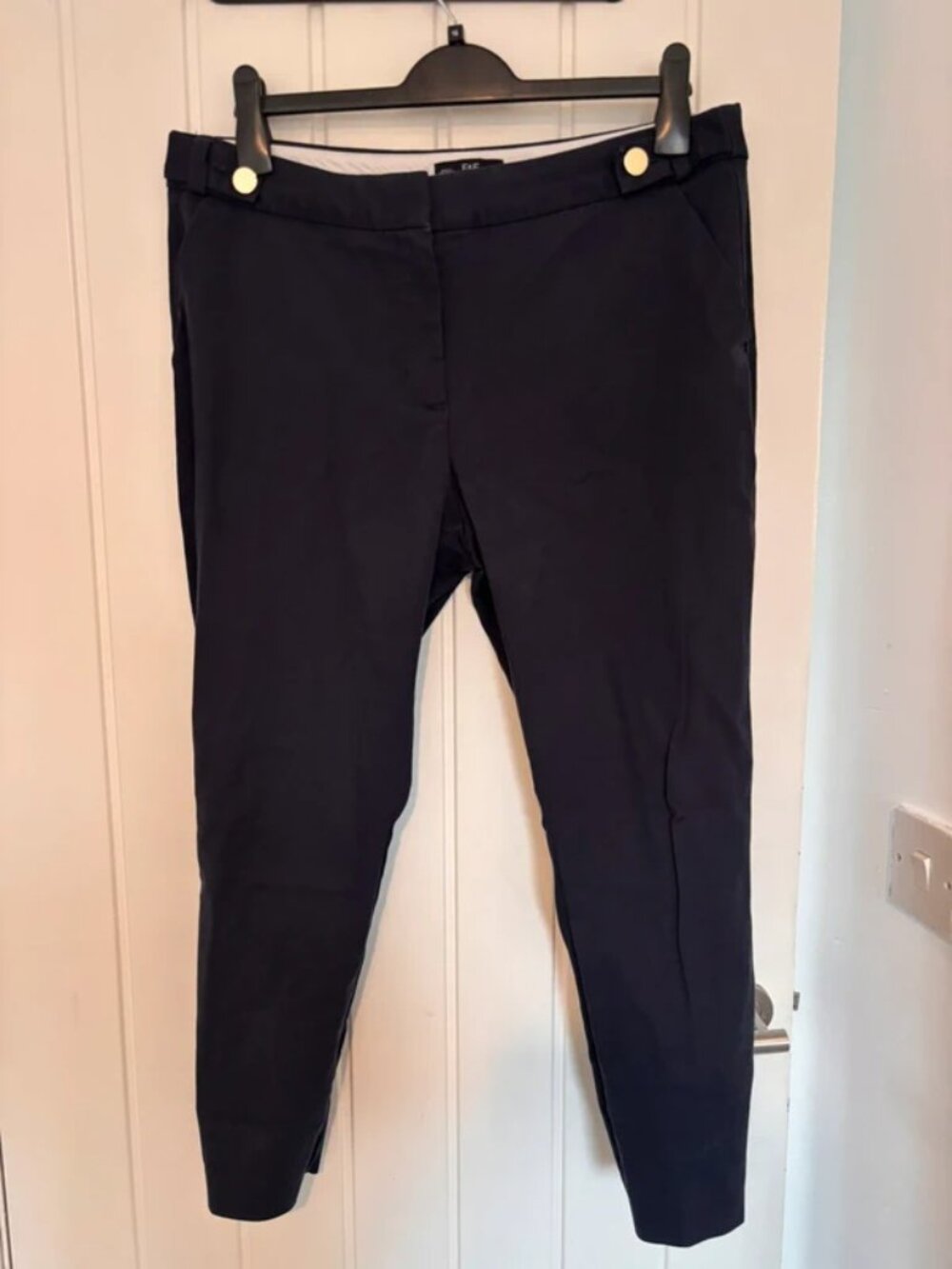 Women’s F&F straight navy pants with gold button detail - size 16